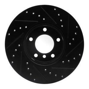 BMW 430i xDrive Brake Rotor (1) - Front Left - R1 Concepts - Drilled & Slotted - Black - `07-`21